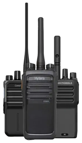 Rádios comunicadores Caltta, Hytera e Motorola lado a lado